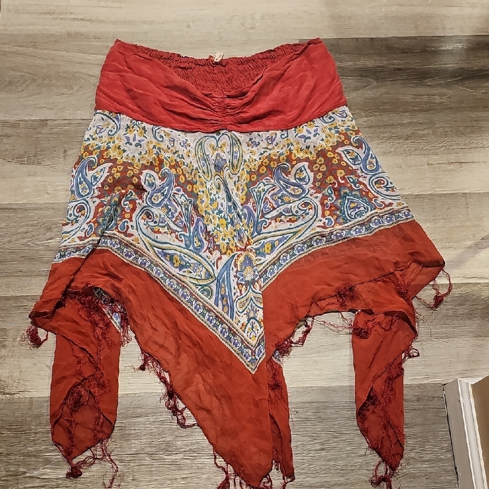 Red and Multicolor Bohemian tube top 7 22/24 plus size by 7 - Picture 1 of 10